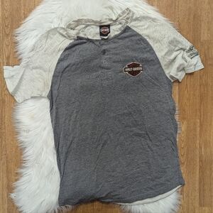 Men's Harley Davidson Button Collar T-shirt